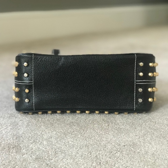 Fendi Studded Black Wicker Baguette - Picture 4 of 7